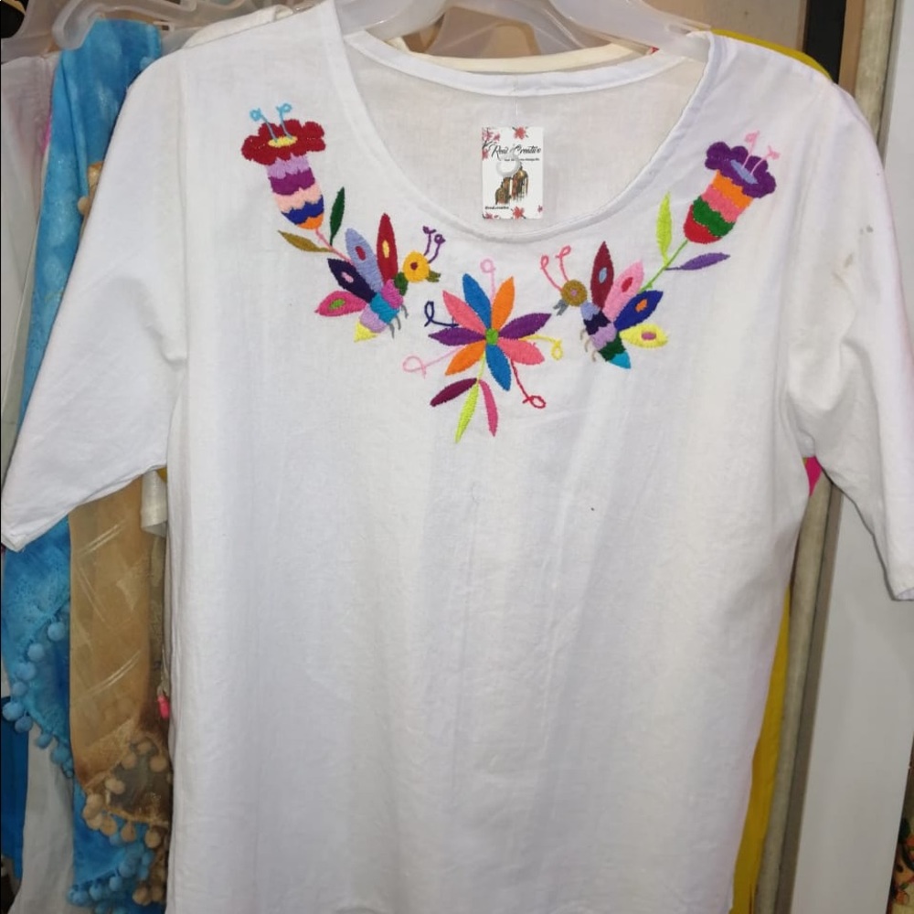 Mexican Blouse hand embroidered l, Otomi Embroidered Blou…